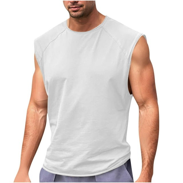 asjyhkr Débardeurs Athlétiques pour Hommes Respirants Sans Manches Extensibles à Col Rond Chandails pour Gym Course Entraînement
