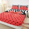 thumbnail image 3 of Homewish Kawaii Red Bow Knot Boy Girl 4pcs Bed Sheets,Polka Dots King Sheets,Animal Zebra Print Super Cozy Sheet Set,Super Cozy Room Decor, 3 of 7