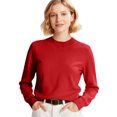 thumbnail image 2 of Sweaters for Women Long Sleeve Crew Neck Soft Warm Pullover Tops Lightweight Knit Sweater Vermilion 2XL, 2 of 5