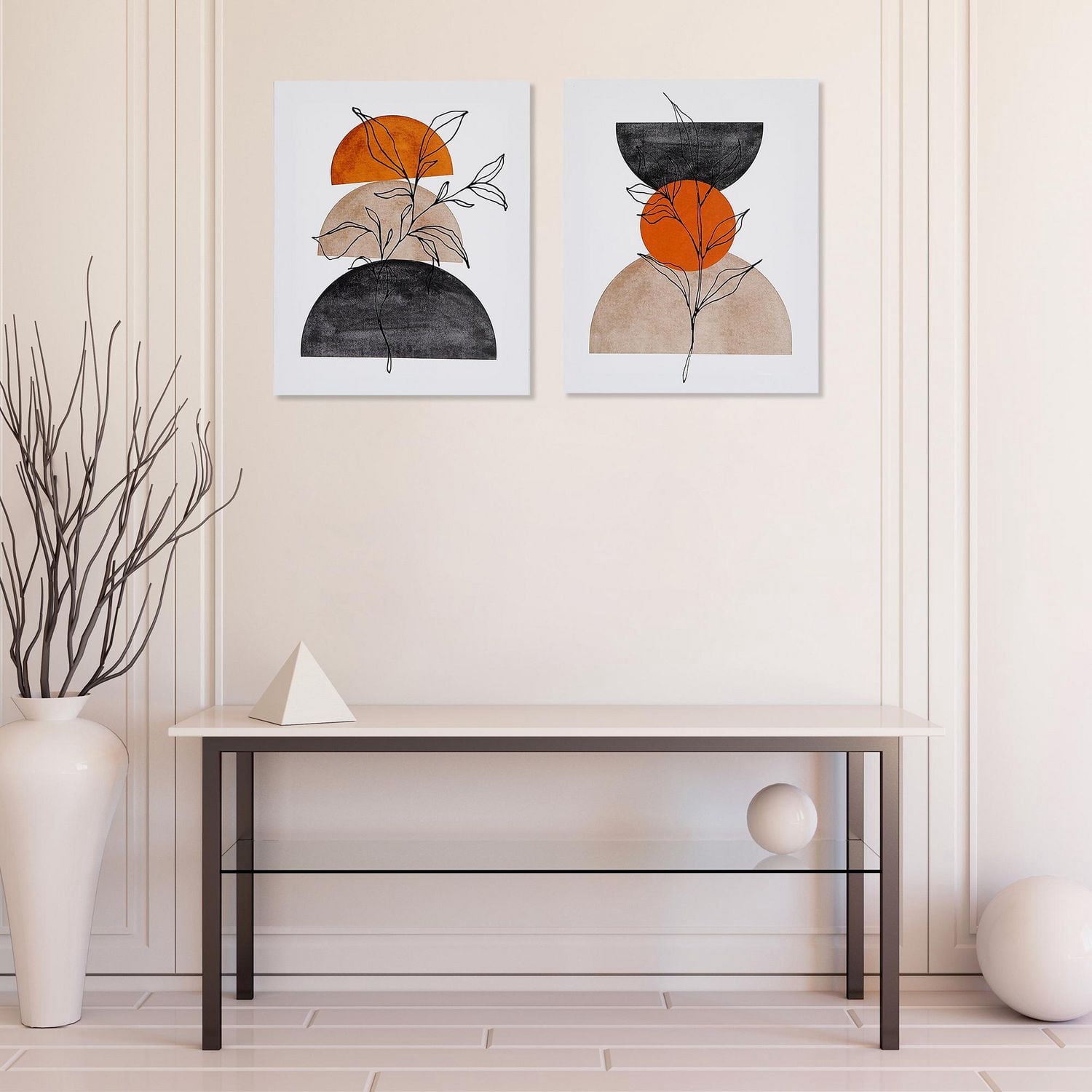 Canvas Wall Art Desert Leaves  - Set of 2