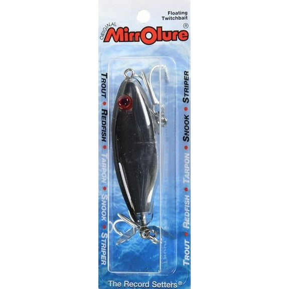 MirrOlure MirrOProp Floating Twitchbait Fishing Lure, Black/White/Silver