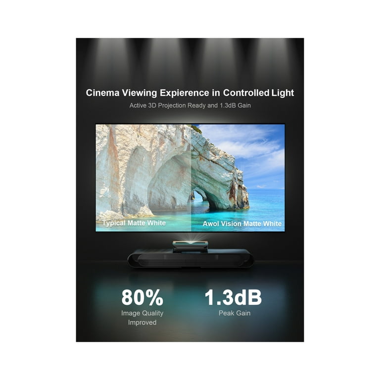 AWOL VISION 100 inch HD Home Movie Projector Screen, 16:9 Wall