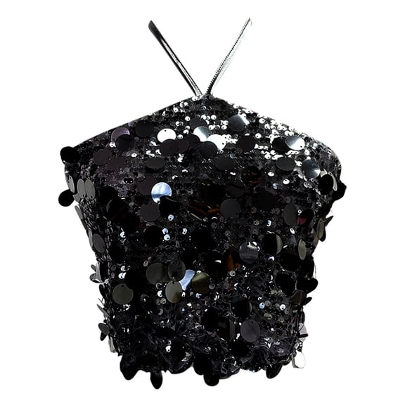 SNKSDGM Female V Neck Tank Tops for Women Cotton Womens White Tank Top Undershirt Crop Sequin Tank Top Slim fit Hottie Sleeveless Top Girl One Size