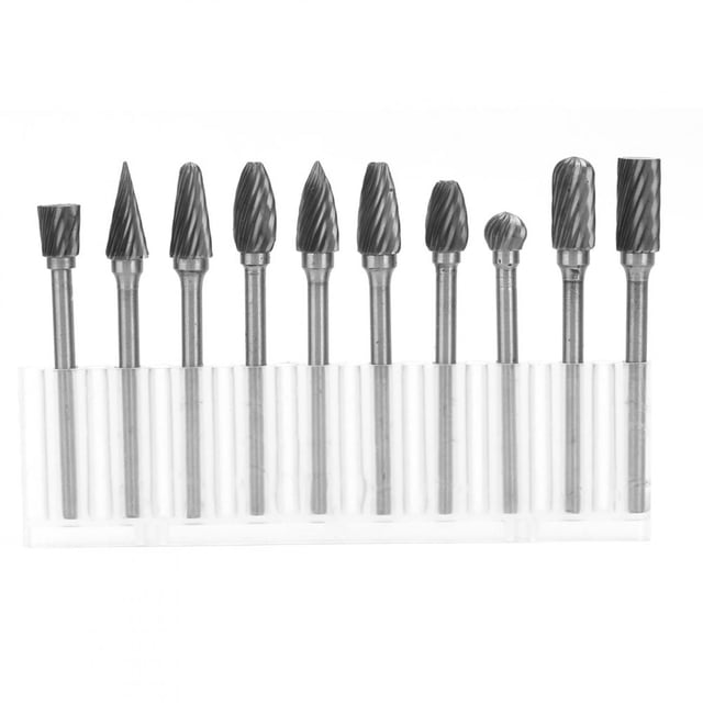 Juego de 10 fresas rotativas de corte único de carburo de tungsteno de 1/8"