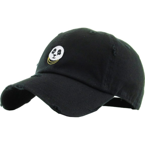 Panda Vintage Distressed Dad Hat Black Adjustable Baseball Cap Hip Hop Animal SWAG Polar Bear Bamboo Giraffe Tiger