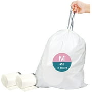 Code M Heavy Duty Trash Bags (50 Count) Compatible with simplehuman Code M | White Drawstring Garbage Liners 12 Gallon | 45 Liter