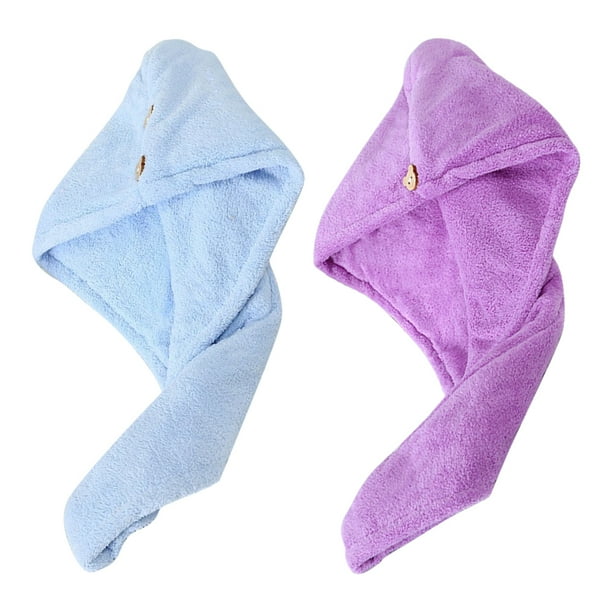 Paquete de 2 toallas para el cabello, turbante de microfibra de secado rápido, súper absorbente, toalla de microfibra para el cabello