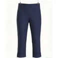 thumbnail image 6 of Women's Soft Stretchy Straight Leg Pants with Elastic Mid Waistband and Pockets, Casual Work Lounge Business Travel Pants, Womens | VerBelle,Navy L, 6 of 6
