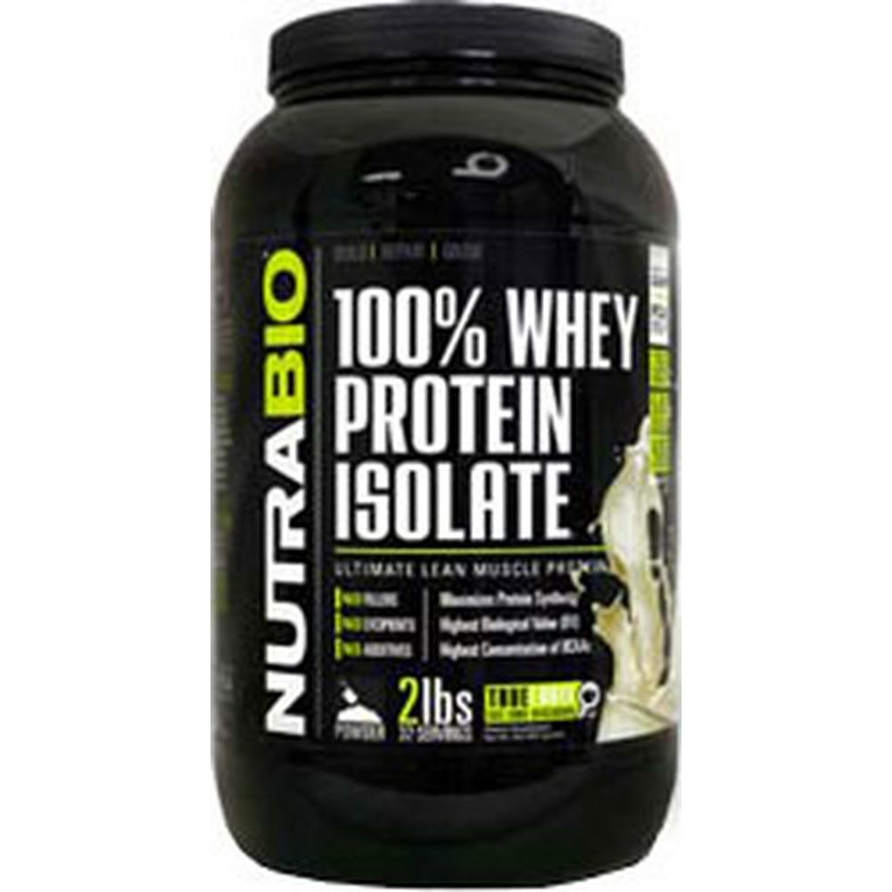 NutraBio Kosher 100 Whey Protein Isolate Unflavored Dairy 2 LB