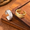 thumbnail image 2 of Thumb Ring Retro Leaf Shape Adjustable Opening Design Finger Ring Anti-Oxidation Stainless Steel Finger Band, 2 of 8