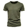 thumbnail image 6 of Summer men's new solid color V-neck short-sleeved T-shirt cotton men's-F037-Light Green-S, 6 of 7