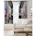 thumbnail image 2 of Easter Bunny Blackout Curtains for Bedroom Living Room Darkening Curtains 90 Inch Grey Rabbit Spring Flowers Vintage Country Plants Black Out Window Curtain Privacy Window Treatment Drapes 52"x90"x2, 2 of 9