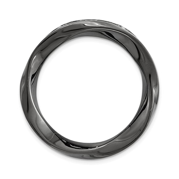 925 Sterling Silver Stackable Expressions Blk-plated Med Polished Chain Slide; for Adults and Teens; for Women and Men