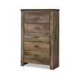thumbnail image 2 of Zoey Tall Dresser Chest, 5 Storage Drawers, Rustic Brown Plank Details, 2 of 3