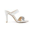 thumbnail image 4 of BLISSFUL STEP Women's Glitter Rhines Stiletto Heel Sandals White 8, 4 of 8