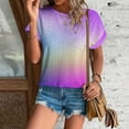 thumbnail image 2 of Womens Summer Tops Round Neck Gradient Casual Short Sleeve Plus Size T Shirt Tops, 2 of 7