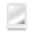 thumbnail image 6 of 16x12 Inch Wall Mount Beaded Wood Framed Mirror with Shelf and 6 Hooks, White Decorative Entryway Mirror with Storage for Laundry Room, Bathroom, Bedroom, 6 of 10