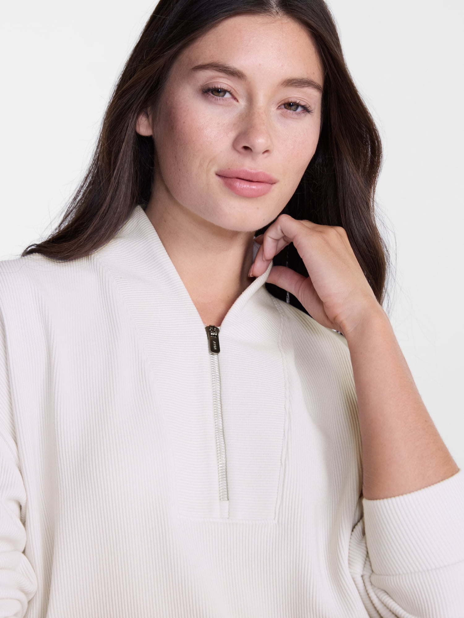 Avia Women's and Women's Plus Ribbed Ottoman Quarter Zip Sweatshirt, Sizes XS-4X
