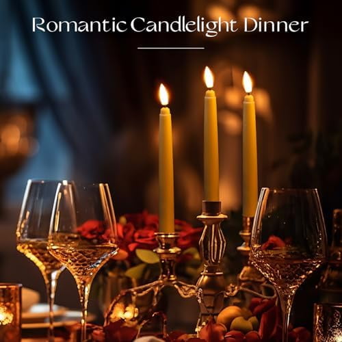 50 Pcs Flameless Taper Candles LED Taper Candles Flickering Bulk Ivory LED Candlestick for Halloween Christmas Wedding Church Easter Party Decor Table Centerpiece, 8.5 in, No Batteries$