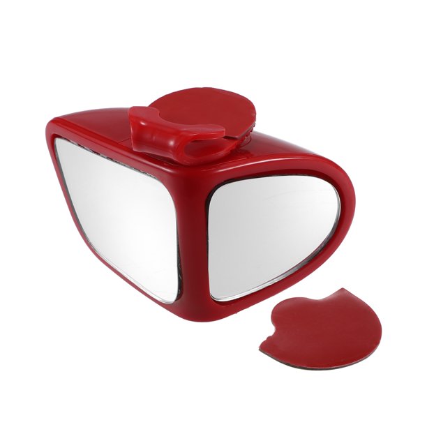 1 pieza de espejo de punto ciego del lado del conductor delantero izquierdo rotación de 360 grados ajustable espejo retrovisor convexo de gran angular de doble cara universal para automóviles rojo