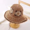thumbnail image 4 of CoCopeaunts Summer Straw Bucket Hat for Women Outdoor Travel Sunscreen Flower Crochet Knitting Foldable Ladies Fisherman Hat, 4 of 8