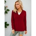 thumbnail image 2 of Aiyino Women's Long Sleeve Knit Cardigan Sweater Basic V Neck Button Down Knitwear Winter Tops,Red 2XL, 2 of 5