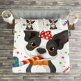 thumbnail image 3 of Ambesonne Birthday Quilted Bedspread Set 3 Pcs, Boston Terrier Dog, Queen Size, Multicolor, 3 of 3