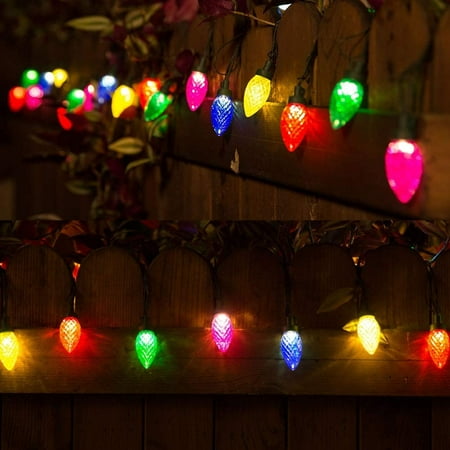 C9 Christmas String Lights 50 Led 49ft Outdoor Fairy Lights With 29v Safe Adaptor Extendable Green Wire String Lights For Patio Xmas Tree Wedding Party Decoration Multicolor Walmart Canada