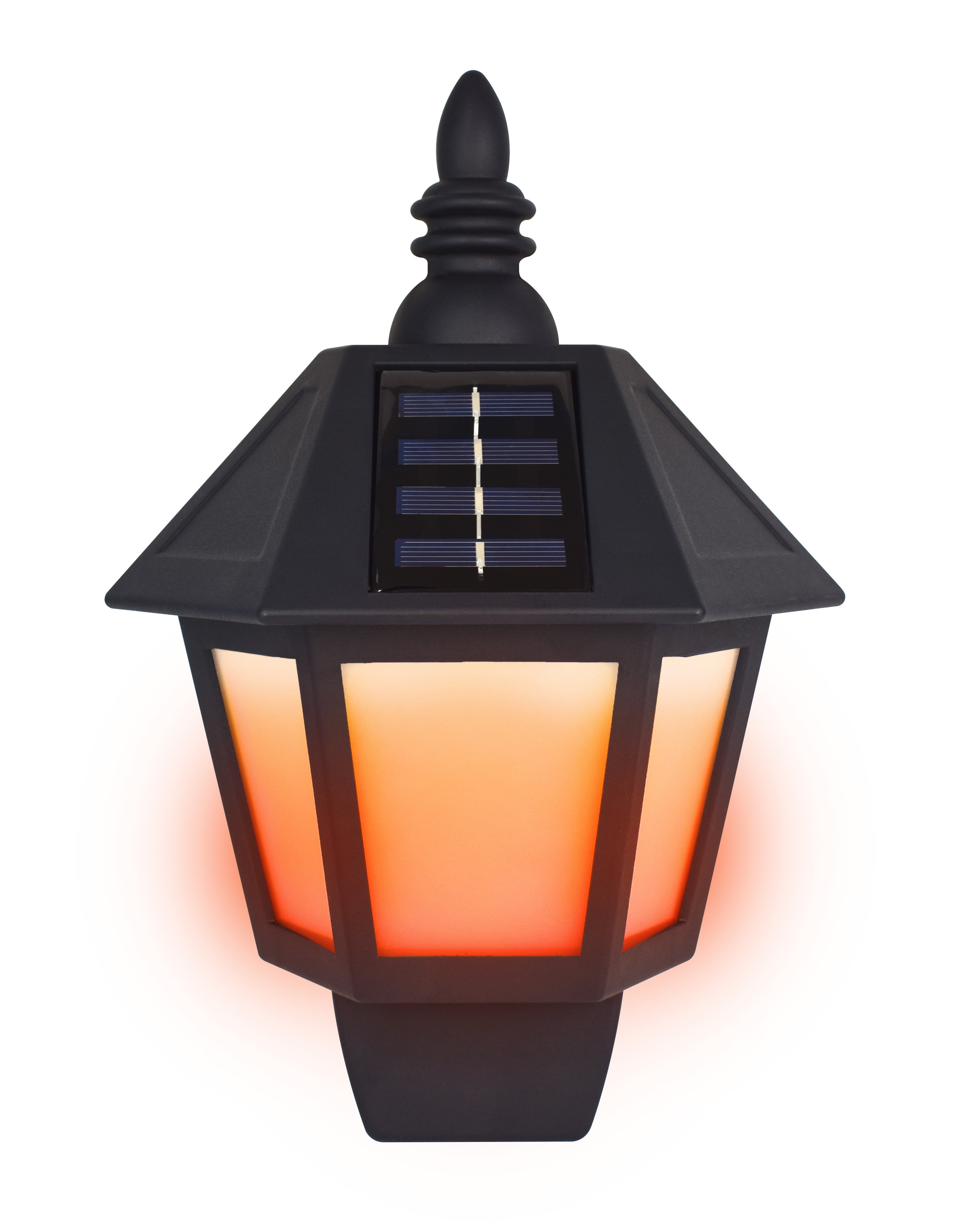Ecothink 2 Pack Outdoor Solar Blazing Wall Lights Flickering Orange