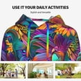 thumbnail image 4 of Daiia Psychedelic Sunflowers Pattern Women's Fashion Hoodies & Sweatshirts with Kangaroo Pocket Hooded Sweatshirt with Eye-catching Drawstrings-X-Large, 4 of 7