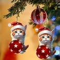 thumbnail image 2 of Christmas 2Pcs Christmas Ball Ornaments Cute Cat Pendant Acrylic Car Rearview Mirror Pendant Christmas Tree Decorations, 2 of 9