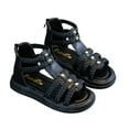 thumbnail image 2 of Aojekbee Girls Summer Gladiator Sandals PU Leather Hollow Out Non Slip Shoes with Ankle Zipper, 2 of 8