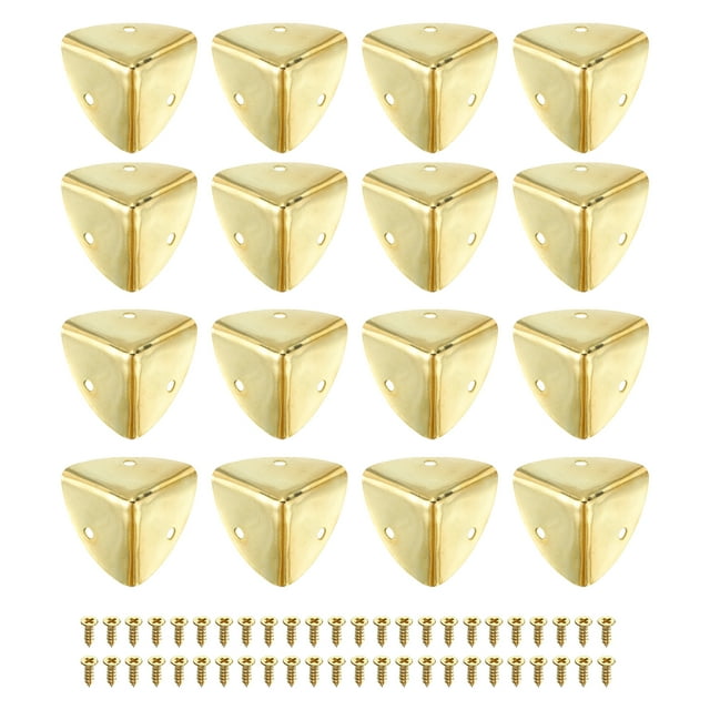 Uxcell 16 Pack Decorative Box Corner Cover, 40mm Metal Edge Guard, Furniture Corner Edges Protector with Screws, Gold