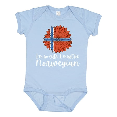 

Inktastic I m So Cute I Must Be Norwegian Sunflower Norway Flag Gift Baby Boy or Baby Girl Bodysuit