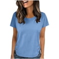 thumbnail image 1 of Camisas de Cuello de la Tripulación de Manga Corta para las Mujeres de la Moda de Color Sólido Arrugado Suéter Superior, 1 of 9
