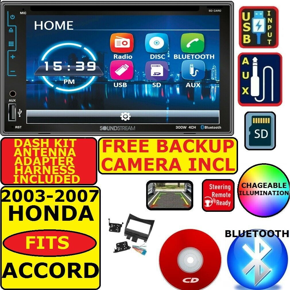 NEW 2003-2007 HONDA ACCORD BLUE TOOTH CD USB 2 DIN CAR STEREO INSTALL DASH KIT 