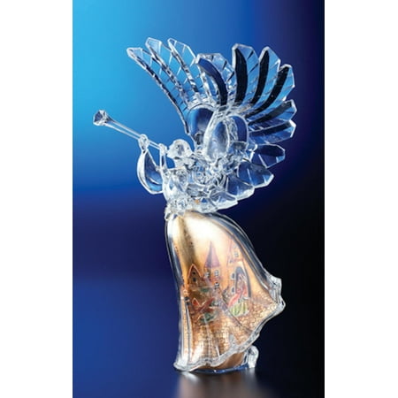 Religious Crystal - Pack of 2 Icy Crystal Religious Christmas Gold Scene Angel Figures 14.8