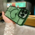 thumbnail image 4 of Compatible with iPhone 13 Pro Max Clear Glitter Case-6.7 Inch, Cute 3D Design Love Heart Pattern Plating Bling Case for Women Girls Soft TPU Shockproof Camera Protective Back Cover-Green, 4 of 6
