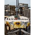thumbnail image 2 of Outdoor Tablecloth with Umbrella Hole Zipper Yellow Sunflower Plaid Round Tablecloth 54" Waterproof Outside Table Cloth Bows Beige Vintage Pastoral Patio Table Cover Tablecloths for Picnic Party, 2 of 8