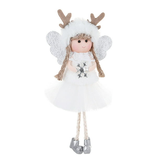 Ounissouiy Colgante de muñeca de Navidad Decoración de árbol de Navidad resistente al desgaste Adorno de muñeca colgante Kits de decoración para fiestas Blanco