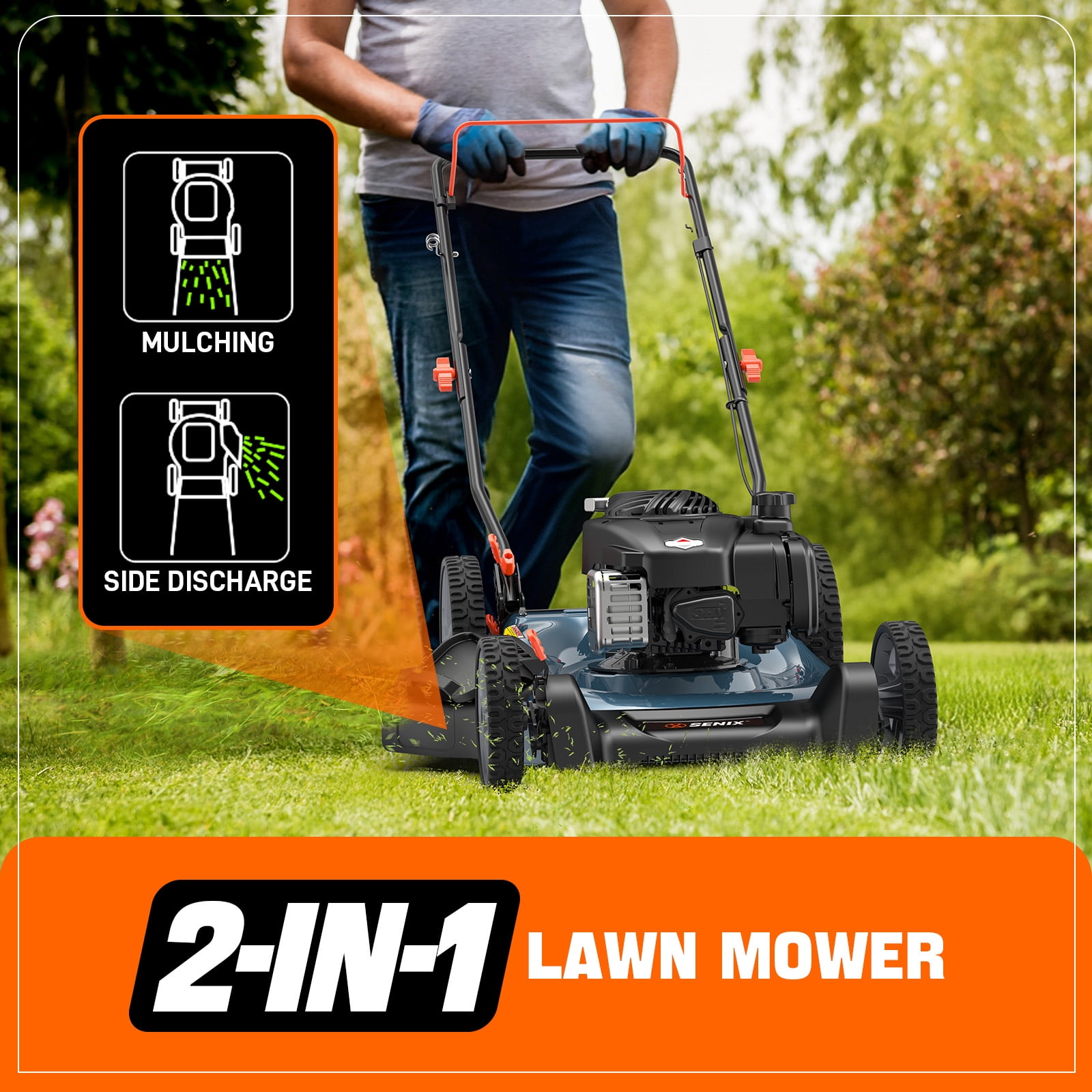 Senix Gas Lawn Mower 21in Blade 125cc Engine 2-in-1 Push Mower