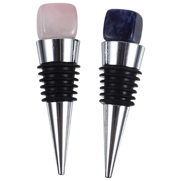 2 tapones para botellas de vino con decoración de jade de cristal, para fiestas.