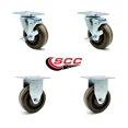 thumbnail image 2 of SCC 4” x 1.5" High Temp Phenolic Wheel Caster Set 4 - 2 Swivel w/Brakes/2 Rigid, 2 of 2