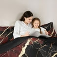 thumbnail image 5 of Homewish Marble Pattern Queen Comforter Set,Fluid Stripe Aesthetic Bedding Sets,Red Black Gold Bedding Comforter Set For Girls Teens,Ultra Soft Home Decor Reversible,3pcs, 5 of 8