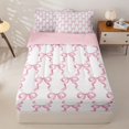 thumbnail image 2 of Homewish Pink Bow Ribbon Zipper Twin Comforter Sets with Fitted Sheet and 2 Pillowcases, Cute Princess Style Zipper Bedding Set, Pink Reversible, 4-Piece, 2 of 6