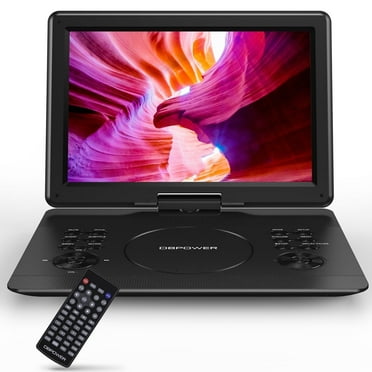 16.9" Portable DVD Player with 14.1" HD Swivel Large Screen, Support DVD/USB/SD Card and Multiple Disc Formats, 6 Hrs 5000mAH Rechargeable Battery, Sync TV/Projector, High Volume Speaker