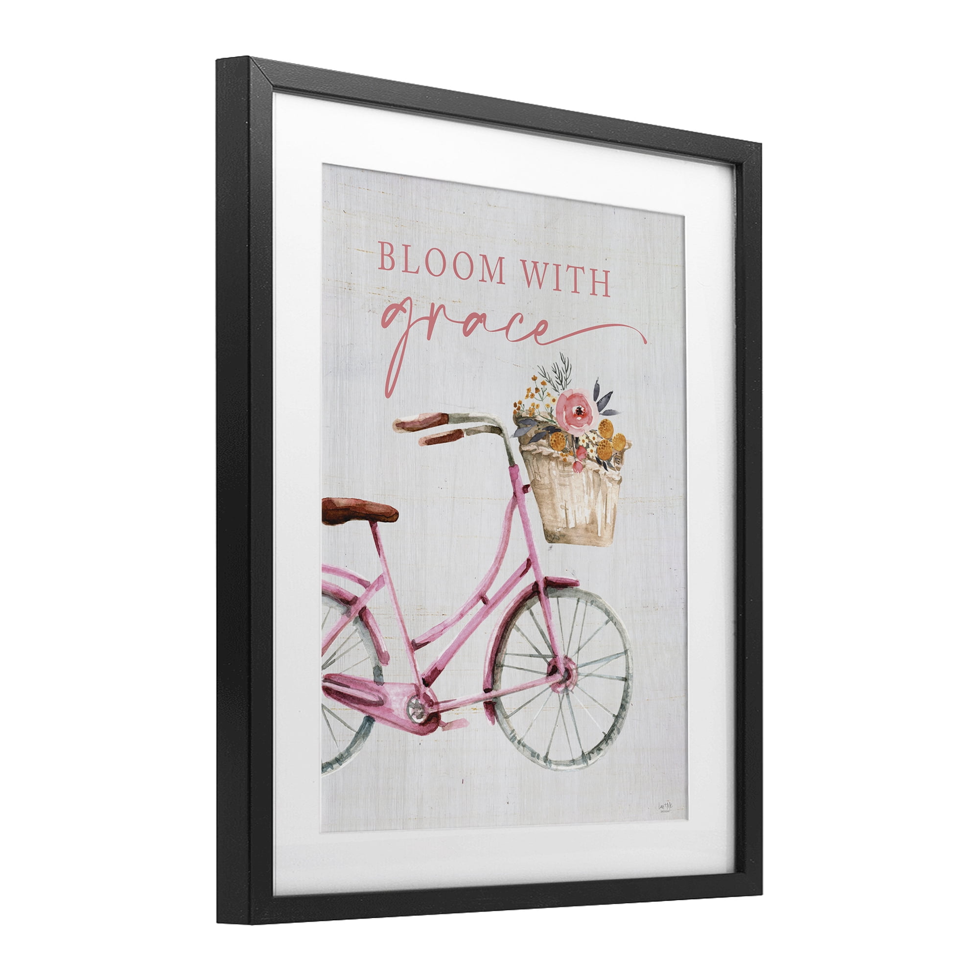 Stupell Industries Bloom With Grace Bicycle Black Framed Print Under Glass, design by Lux + Me Designs