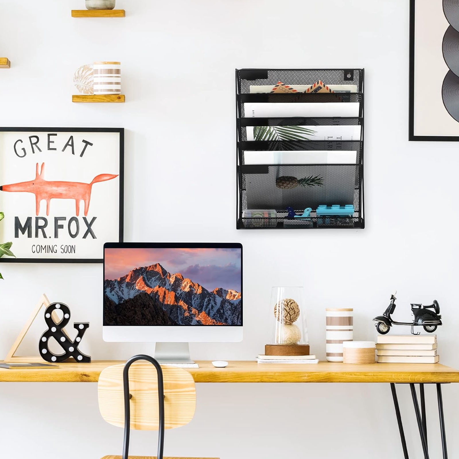 COOLHOOD Hanging Wall File Holder Office Desk Paper Organizers in Tray Magazine Storage Rack Desk Accessories for File Storage