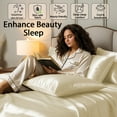 thumbnail image 5 of Amay Luxury Satin Silk Bed Sheet Set - 4 Piece Bedding Set with Fitted Sheet, Flat Sheet & 2 Pillowcases - Ultra Soft, Smooth, Wrinkle Resistant ( Short Queen, Ivory), 5 of 6