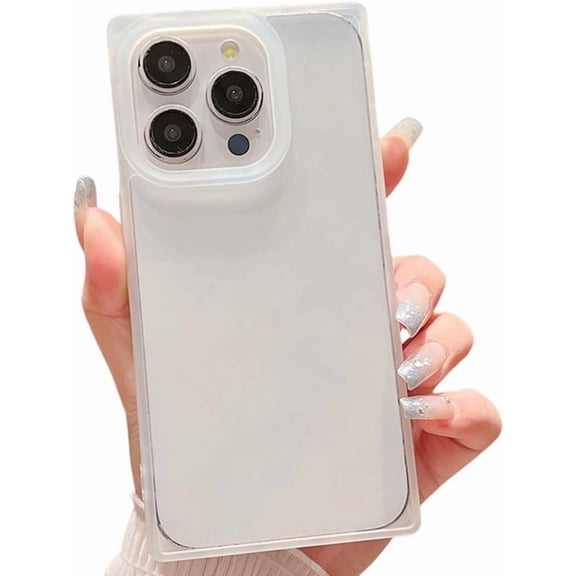 Rectangular Clear Case for iPhone 16 15 Pro Max 14 Plus 13 12 Pro Max 11 Shockproof Camera Lens Protection Soft TPU Phone Cover(for iPhone 15 ProMax/White)